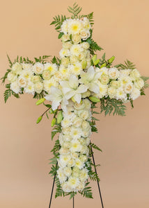 Sympathy Standing Cross with Roses