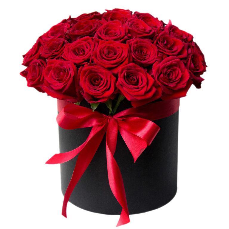 Tender Love Red Roses in a Hatbox - Box Roses | Florist